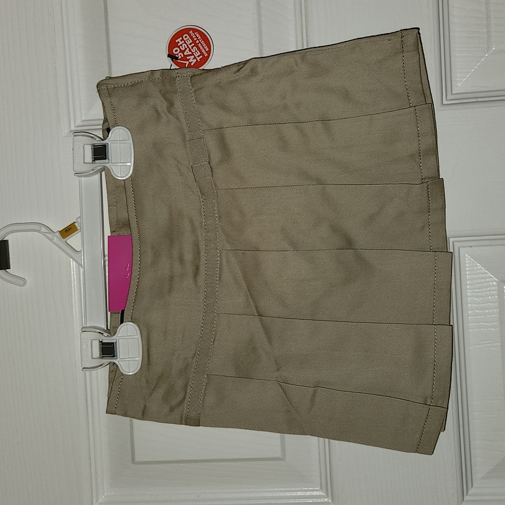 Khaki Pleated Ribbon Scooter Skirt - 3T